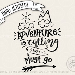 Adventure Is Calling Hand Lettered Print, Wanderlust Wall Art - Digital Download - thumbnail 2