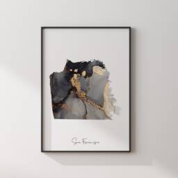San Francisco Map Black & Gold Wall Art Print - California Usa United States Of America [Ev] - thumbnail 3