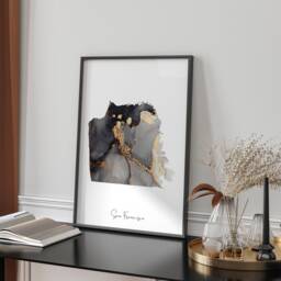 San Francisco Map Black & Gold Wall Art Print - California Usa United States Of America [Ev] - thumbnail 1