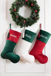 Velvet Christmas Stockings, Family Christmas Velvet Stockings