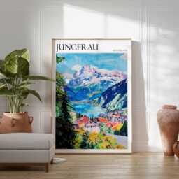 Jungfrau Switzerland Travel Poster Swiss Alps Art Print - thumbnail 3