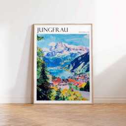 Jungfrau Switzerland Travel Poster Swiss Alps Art Print - thumbnail 2