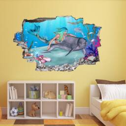 Dolphin Mermaid Princess Wall Sticker Mural Decal Print Art Kids Bedroom Decor Bg6 - thumbnail 3