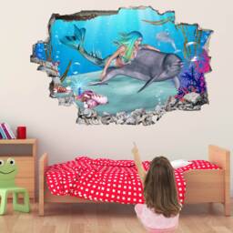Dolphin Mermaid Princess Wall Sticker Mural Decal Print Art Kids Bedroom Decor Bg6 - thumbnail 2