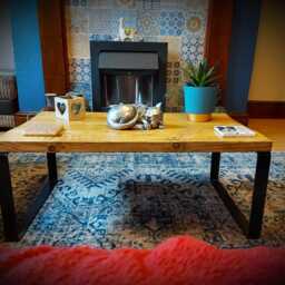 Derwent Table & Metal Legs, Wax Finish - Retro Industrial Solid Wood Reclaimed Scaffold Board, Bookshelf, Shelve - thumbnail 3