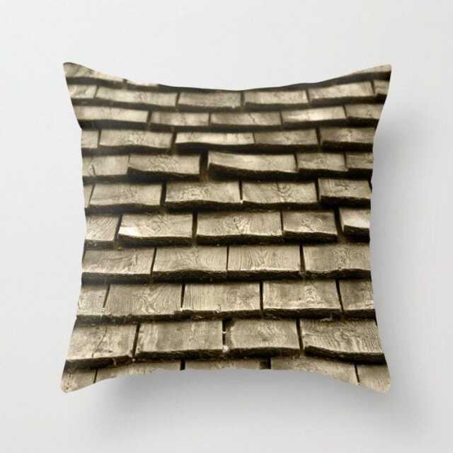 Wood Roof, Pillow Or Cover Homedecor, Interior Design, Sepia, Rustic Decor, Alpine Roof Shingles, Monochrom, Wood Decor - image 1