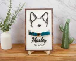 Personalized Dog Ear Outlines, Custom Sign, Pet Memorial Frame, Pet Collar Holder, Dog Lover Gift, Gift, Pet Sympathy Gift - thumbnail 1