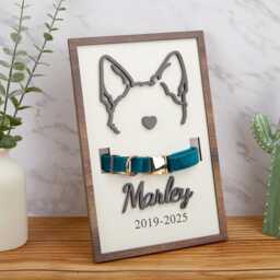 Personalized Dog Ear Outlines, Custom Sign, Pet Memorial Frame, Pet Collar Holder, Dog Lover Gift, Gift, Pet Sympathy Gift - thumbnail 2