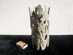 Trunk Bronze Work Of Art/ Pieces Plane-Tree Bark/ Used As Christas Card/ Grey-Green Hollow Trunk/Nice With Candle/22-10 cm - thumbnail 1