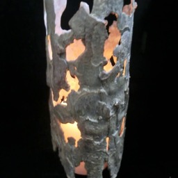 Trunk Bronze Work Of Art/ Pieces Plane-Tree Bark/ Used As Christas Card/ Grey-Green Hollow Trunk/Nice With Candle/22-10 cm - thumbnail 3