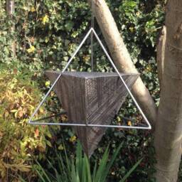 Metal Star Tetrahedron Sculpture, Geometric Art Decor - thumbnail 3