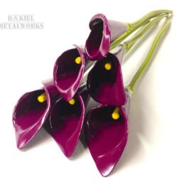 Metal Calla Lily Bouquet Steel Anniversary Flowers, Dark Red/Purple - thumbnail 2