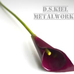 Metal Calla Lily Bouquet Steel Anniversary Flowers, Dark Red/Purple - thumbnail 4