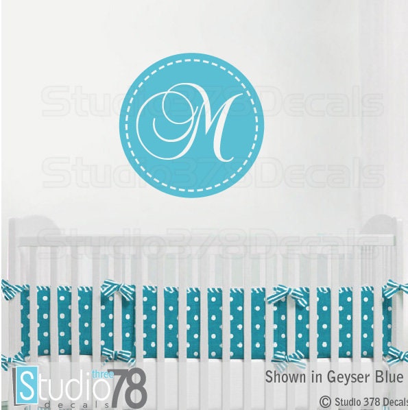 Circle Monogram Vinyl Wall Decal - Nursery Initial Lettering - 23 - image 1