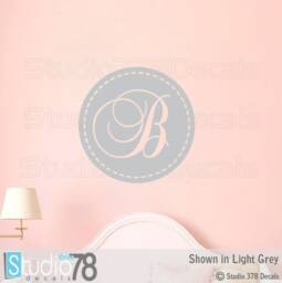 Circle Monogram Vinyl Wall Decal - Nursery Initial Lettering - 23 - thumbnail 2