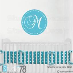Circle Monogram Vinyl Wall Decal - Nursery Initial Lettering - 23 - thumbnail 1