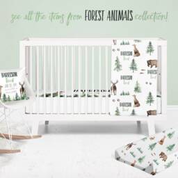 Woodland Nursery Crib Sheet Forest Animals, Buck, Bear, Fox - thumbnail 3