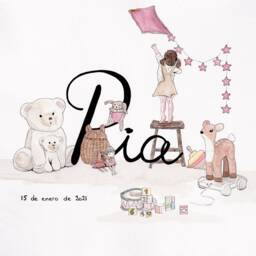 Customizable Watercolor Painting, Child's First Name Illustration, Birth Gift, Room Decoration - thumbnail 3