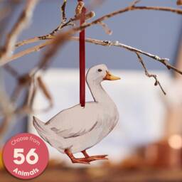 Watercolour Style Wooden White Duck Hanging Decoration - Handcrafted Christmas For Stylish Home D??cor - thumbnail 1