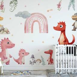 Dinosaur Nursery Wall Decal For Kids Room Decor- Dino Nursery Wall Sticker & Birthday Gift Lovers - Playroom Art - thumbnail 2