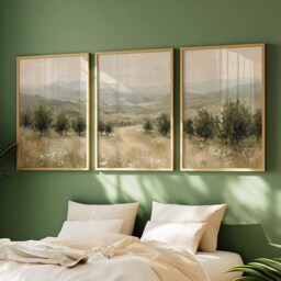 Olive Grove Landscape Poster Set Neutral Countryside Wall Art - thumbnail 3