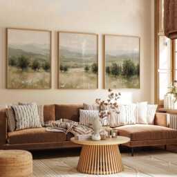 Olive Grove Landscape Poster Set Neutral Countryside Wall Art - thumbnail 2