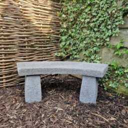 Weathered Grey Curved Garden Bench - thumbnail 2