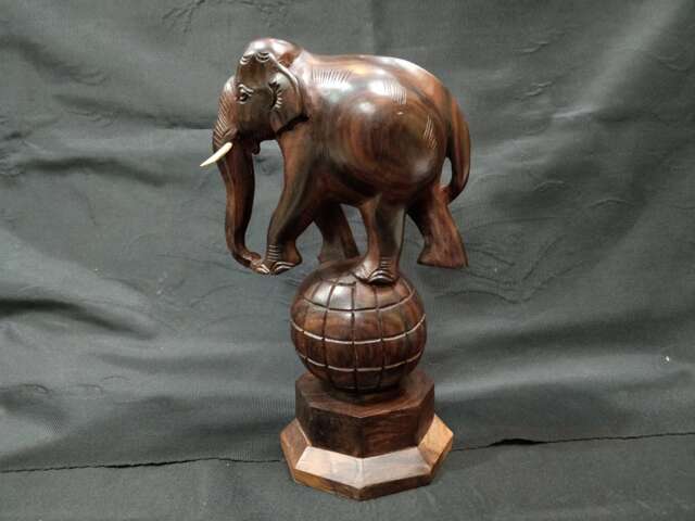 Elephant Statue, Rosewood Elephant, Dancing On Ball, Circus Elephant, Decorative Wooden Sculptures, Ancient Wooden Art, Gift Ideas - image 1