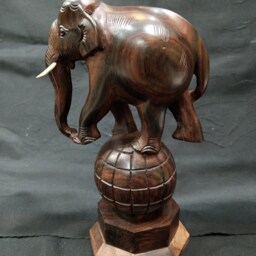 Elephant Statue, Rosewood Elephant, Dancing On Ball, Circus Elephant, Decorative Wooden Sculptures, Ancient Wooden Art, Gift Ideas - thumbnail 2