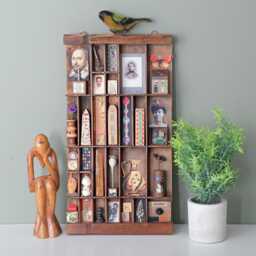Vintage Letterpress Type Case Quirky Curios Cabinet Display - thumbnail 1