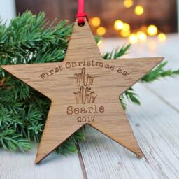 Personalised Mr & Mrs First Christmas Wooden Decoration - thumbnail 2