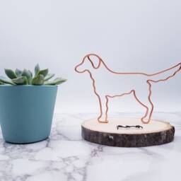 Personalized Golden Retriever Wire Sculpture, Dog Memorial Art - thumbnail 2