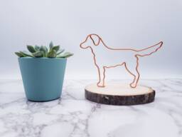 Personalized Golden Retriever Wire Sculpture, Dog Memorial Art - thumbnail 1