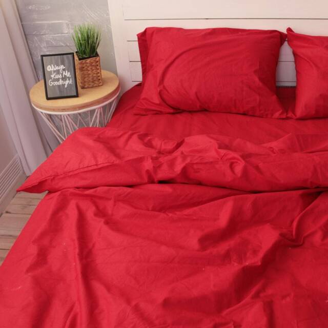Natural Cotton Duvet Cover in Red. Twin, Full, Queen, King, Single, Kingsingle, Double, Custom Size - image 1