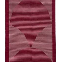Burgundy Lotus Handmade Flatwoven Modern Kilim Rug Runner Area Art Deco Style 8x10Ft 5x8 6x9 9x12 Scandinavian Design Contemporary - thumbnail 2