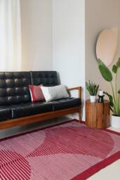 Burgundy Lotus Handmade Flatwoven Modern Kilim Rug Runner Area Art Deco Style 8x10Ft 5x8 6x9 9x12 Scandinavian Design Contemporary - thumbnail 1