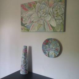 The Vase. White Flowers.a Gentle Fantasy. Piony. Height 48 cm. Weight 0.3.kg - thumbnail 2