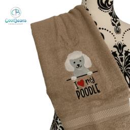 Poodle Dog Towel - Personalised Face Cloth/Hand Bath Embroidered