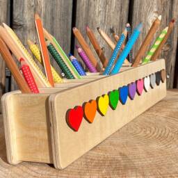 Pen Holder Hearts, Wooden Pen Holder, Personalized Back To School Gift, Enrollment Cup - thumbnail 3