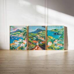 Set Of 3 Azores Poster, Portugal Nature Island Ocean Volcanic Travel Print, Wall Decor - thumbnail 1