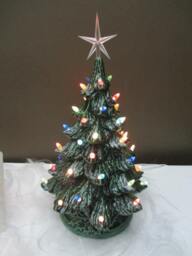 16-Inch Vintage-style Lighted Ceramic Christmas Tree - Classic Tabletop Centerpiece Made To Order - thumbnail 2