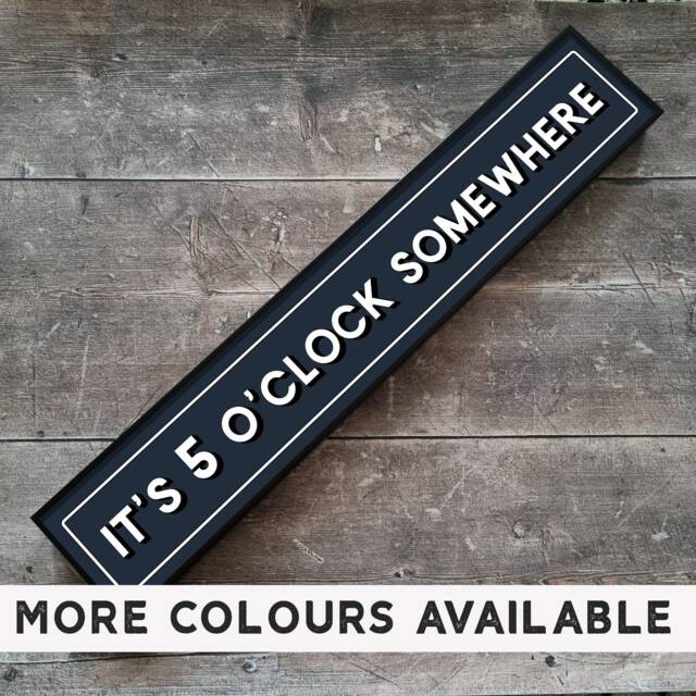 It's 5 O'clock Somewhere - Framed Metal Print Retro Sign Gallery Wall Art Quote Wine Prints Bar Gin - image 1