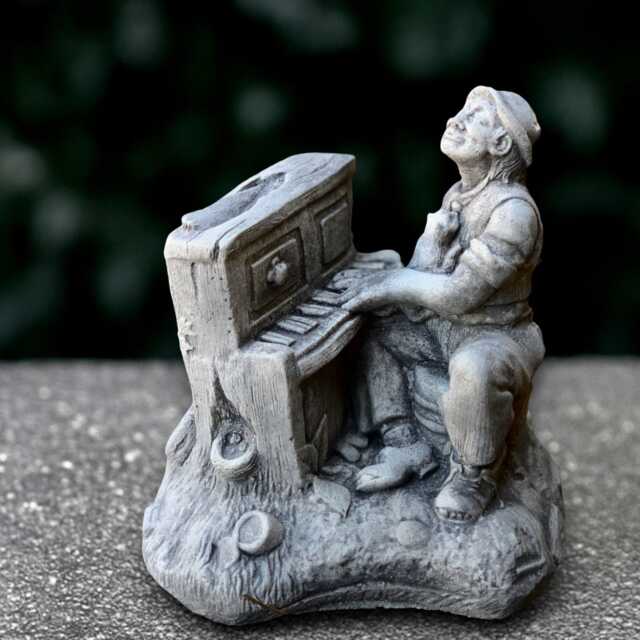 Concrete Piano Player Statue Stone Musician Figurine Man Playing Sculpture Musical Art Decoration Handmade Music Lover Gift - image 1