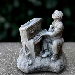 Concrete Piano Player Statue Stone Musician Figurine Man Playing Sculpture Musical Art Decoration Handmade Music Lover Gift - thumbnail 1