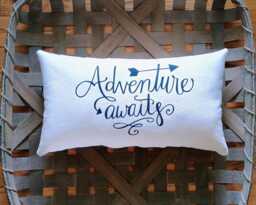 Adventure Awaits Lumbar Throw Pillow Graduation Gifts - thumbnail 1