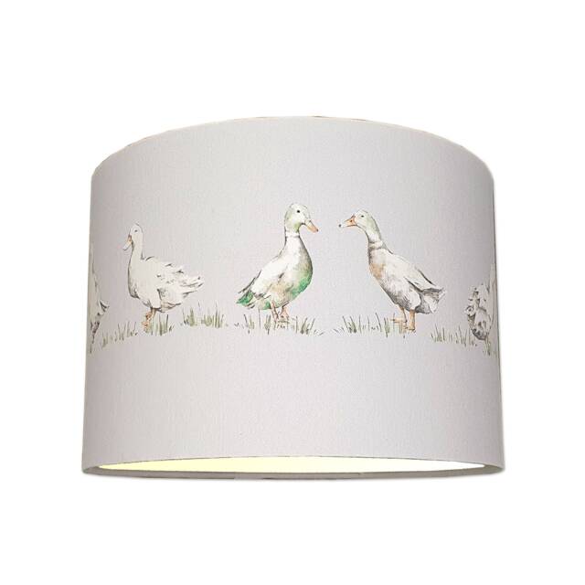 Lampshades in Laura Ashley Ducks Silver Fabric Handmade Free Delivery - image 1