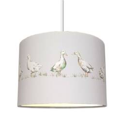 Lampshades in Laura Ashley Ducks Silver Fabric Handmade Free Delivery - thumbnail 2