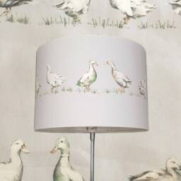 Lampshades in Laura Ashley Ducks Silver Fabric Handmade Free Delivery - thumbnail 4