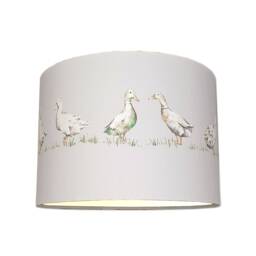Lampshades in Laura Ashley Ducks Silver Fabric Handmade Free Delivery - thumbnail 1