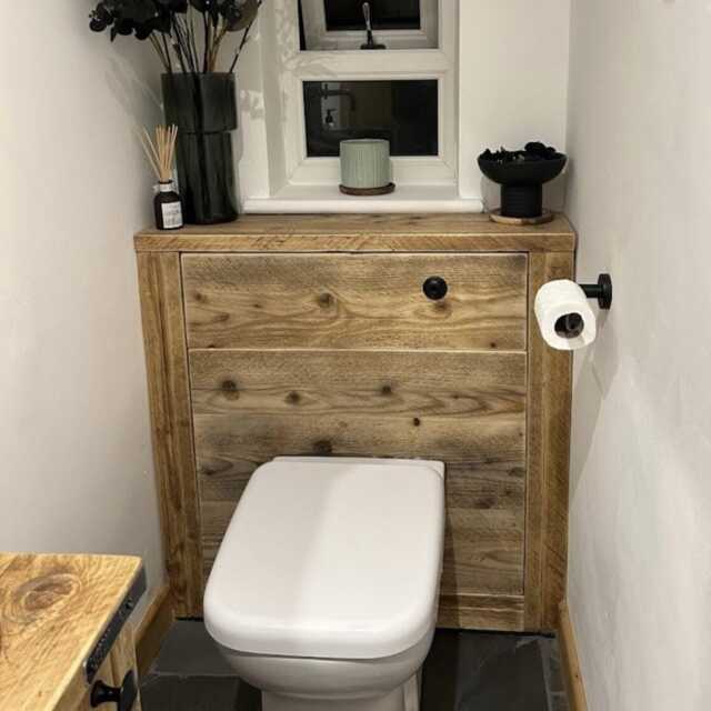 Settle - Bathroom Wc Unit Handmade Reclaimed Timber Rustic Cabinet Custom Size Options - image 1